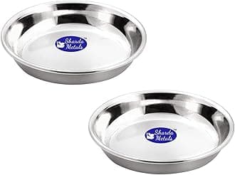 Sharda Metals Set of 2 Stainless Steel Side Serving Small Plates Dishes.
