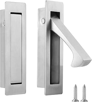 Malimali Pocket Door Pull Handle, Edge Pull, Stainless Steel Pocket Door Hardware Recessed Sliding Door Pulls Finger Flush Pull (Brushed Steel, 1 Pack)