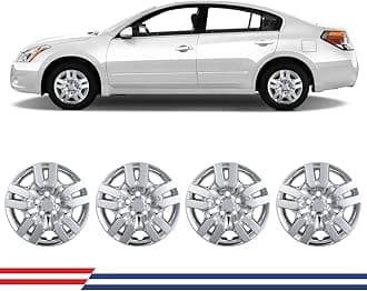 Winjet 16" Chrome Hubcaps for [2007 2008 2009 2010 2011 2012 Nissan Altima] & [2008-2009 Nissan Altima Coupe] Wheel Rim Covers [Only Fit Iron Hub - Steel Wheel] (16 Inch Set of 4, Chrome)