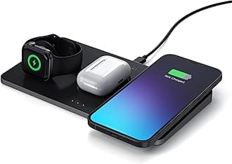 SATECHI Trio Wireless Charger with Magnetic Pad – Qi Certified – Compatible with iPhone 17, 16, 15 to 12 Series, AirPods Pro 4/3, Apple Watch Series Ultra/SE
