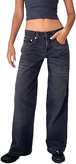 Women's Wide Leg Boyfriend Jeans Straight Leg Denim Pants Low Rise Baggy Casual Loose Jeans