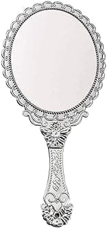 Handheld Mirror with Handle, Makeup Compact Travel Hand Mirrors Mini Vintage Make Up Hand Held Mirror Oval Purse Packet Mirror for Women Girls