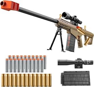 Soft Bullet Toy Gun Dart Foam Pellet Blasters Shell ejecting Shotgun Cool Stuff Gifts for boy Age 8+ 9 10 11 12 Year Old Kid Shooting Game with Scope Sniper Rifle (Sand Colored)
