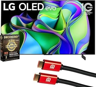 LG OLED42C3PUA OLED evo C3 42 Inch HDR 4K Smart OLED TV 2023 Bundle with Deco Gear 4K HDMI 2.0 Cable w/Pure Copper Conductors x2 & CPS Exclusive 26 Month Protection Pack Bundle (BEACH-CPS-261000)