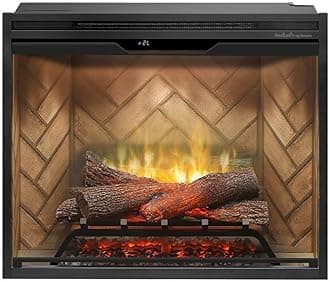 Revillusion® 30 Inch Built-in Electric Firebox - Herringbone Brick Background - Includes Realistic Faux Logset, Front Glass Panel, Firebox, and Plug Kit