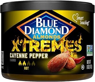 Blue Diamond AlmondsBlue Diamond Almonds XTREMES Cayenne Pepper Flavored Snack Nuts, 6 Oz Resealable Cans (Pack of 1)