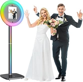 Portable Photo Booth,Photo Booth Machine Fits Any Ipad,PhotoBooth Stand Shell Provide Cyratok Software, RGB Ring Light & Music Sync, Lightweight & Rolling Base Perfect for Parties,Wedding and Events