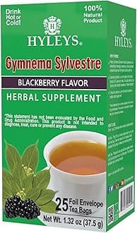 Gymnema Sylvestre with Green Tea - Blackberry Flavor - 25 Tea Bags - Herbal Supplement Gurmar Tea