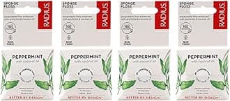 RADIUS Peppermint Dental Floss 55 Yards Vegan & Non-Toxic Oral Care Boost & Designed to Help Fight Plaque Clear - Pack of 4