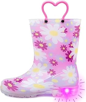 OuteeToddler Kids Adorable Lightwight Waterproof Rain Boots Light Up by Steps