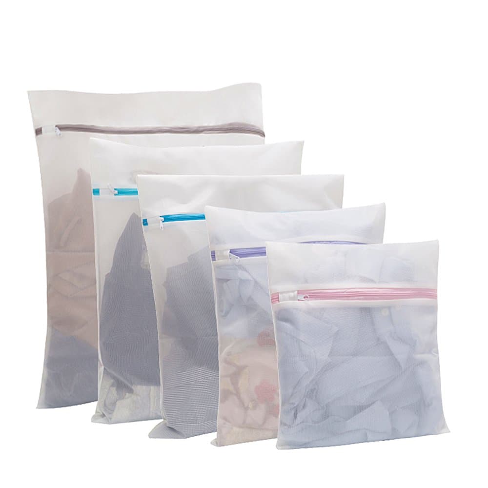 okroo Zip Up Laundry Bags Value Pack – White Mesh Laundry Washing Bags for Delicates,Bras,Socks. Daily Laundry,Travel Organizer and Home Storage 5pcs
