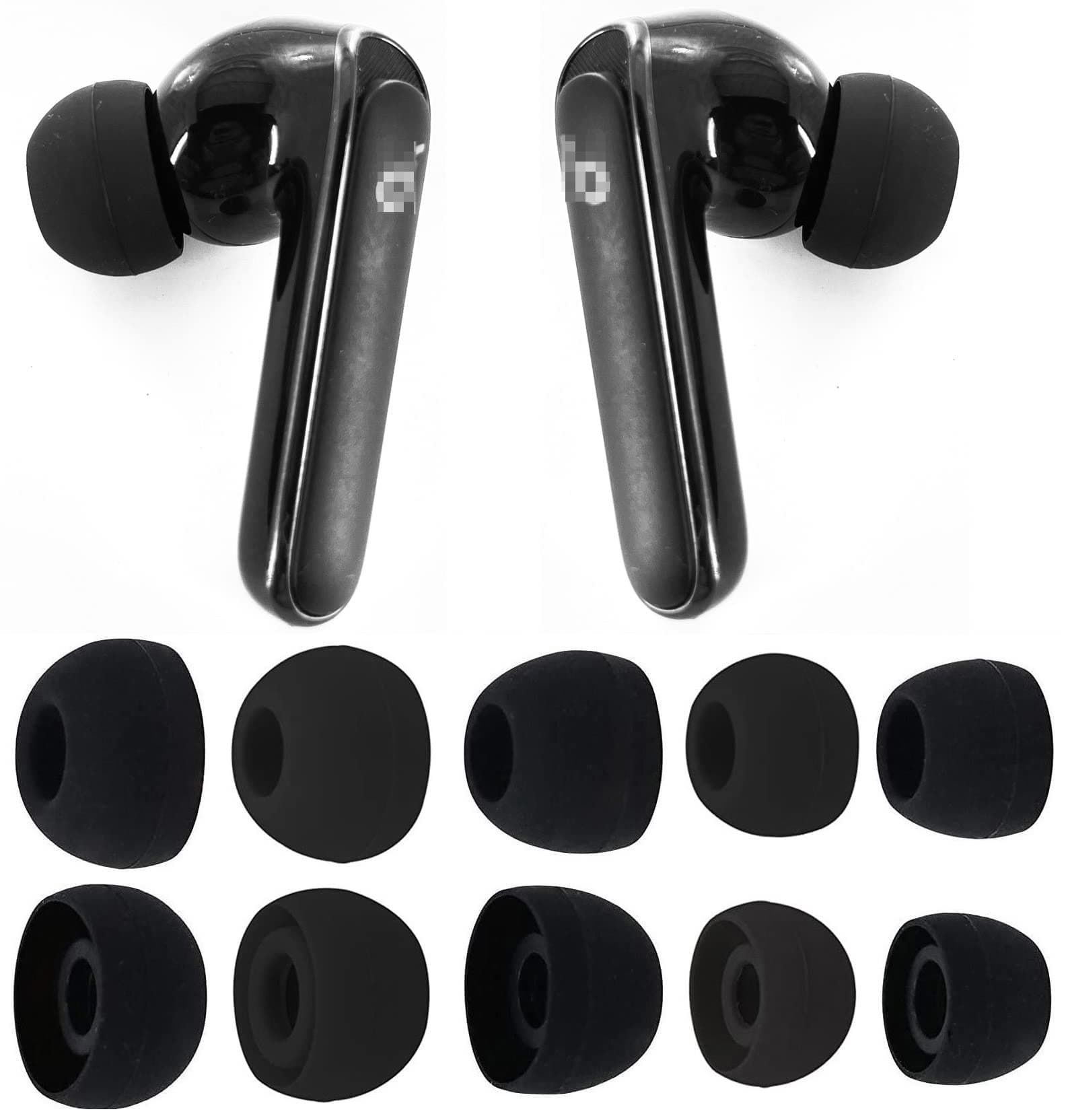 Ear Tips Compatible with Anker Soundcore P2 / P3, Silicone Ear Buds Ear Cap Ear Plug Eartips Replacement for Soundcore Life P3 / Soundcore Life P2, XS/S/M/L/XL 5 Size 5 Pairs, Black