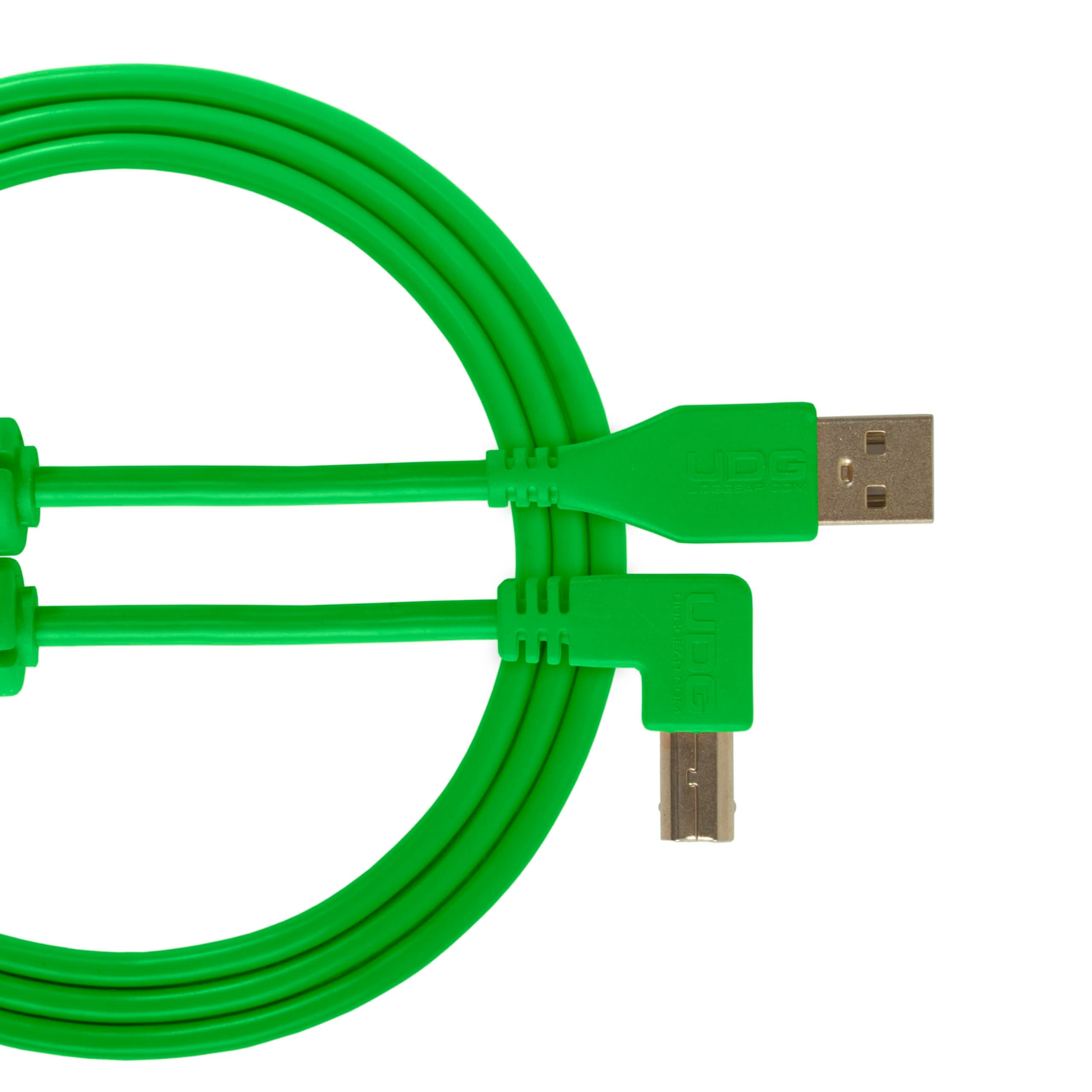UDG U95004GR Cable USB 2.0 (A-B) - High-speed Audio Optimized USB 2.0 A-Male to B-Male cable, Green, 1 Metre. Compatible with any USB A-B devices