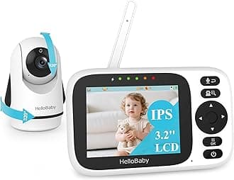 HelloBaby Baby Monitor No WiFi,Video Baby Monitors with Camera and Audio,3.2'' IPS Screen, Remote Pan-Tilt-Zoom Baby Camera Monitor,Plug&Play,Night Vision,1000ft Range,2-Way Talk, ECO Mode,Temperature