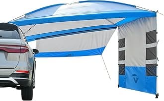 JOYTUTUS Versatile Vehicle Awning with 3 Removable Sides, Large Car Awning 11.5FT * 7.9FT, UV50+ and Waterproof PU2000mm Truck Canopy, SUV Camping Sunshade with 8 Storage Pockets, Gray Blue