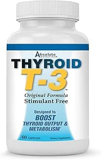 Absolute Nutrition Fat Burning Metabolism Boosting Supplement, Thyroid T-3, 60 Capsules, Off-white, 120