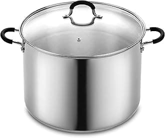 Cook N Home Stockpot Large pot Sauce Pot Induction Pot With Lid Professional Stainless Steel 24 Quart, with Stay-Cool Handles, silver