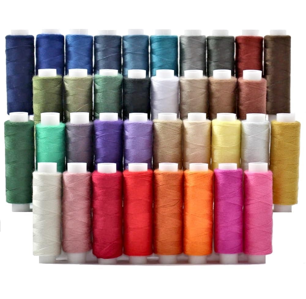 BlesSew Sewing Threads for Sewing Machine and Hand Stitching in Storage Gift Package – 36 Assortment Colours on Spools of 150 Yards Each - Include Black and White