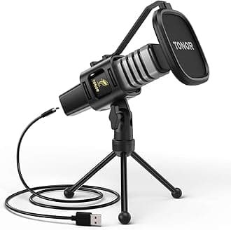TONOR USB Microphone Condenser Computer Microphone with Tripod Stand Pop Filter Bumper Mount for Gaming Streaming Podcast YouTube Voice Over Skype Twitch Laptop Desktop PC TC30