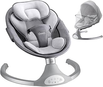 LAREX Baby Swing Infant Swing Electric Toddler Baby Rocker Portable for Newborn Boy Girl, 5 Sway Speeds with Remote Control, 10 Preset Melodies and Bluetooth, 0-6 Months Max 20 Lbs (Gray)
