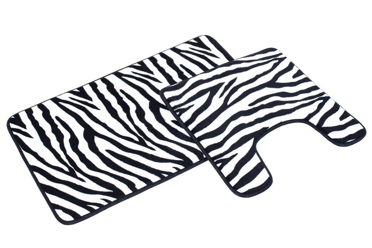 New 2pcs Luxury Zebra Plush Soft Microfiber Pile Memory Foam Carpet Contour Bathroom Rug Mat Sets 17.5 X 28 + 17.2 X 17.5 Inch By Big 7 Home
