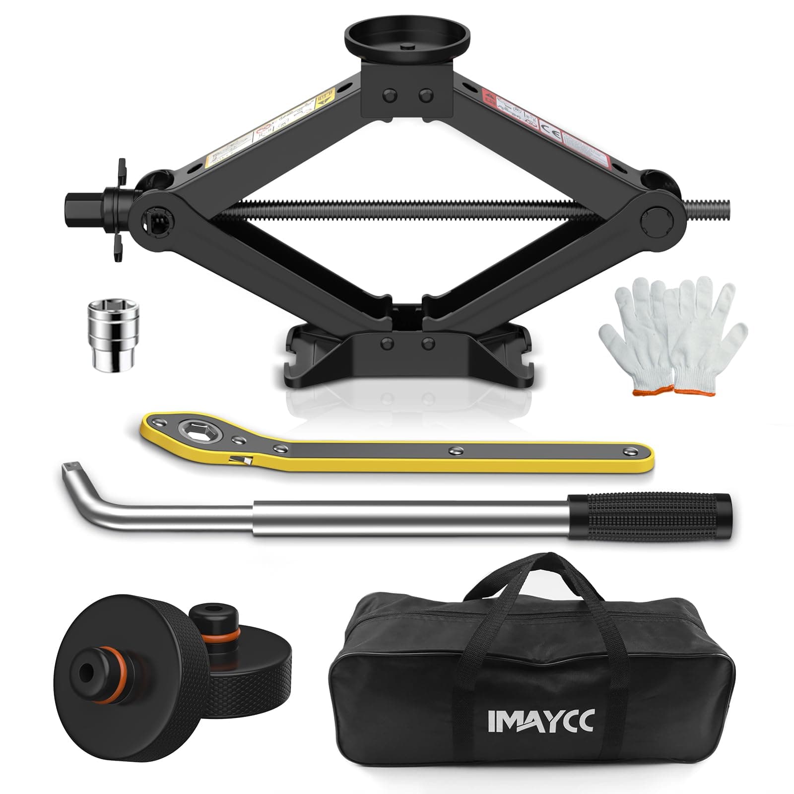 Car Jack for Tesla Model Y Model 3, IMAYCC 2.5 Ton Tesla Car Jack Kit with Pucks/Pad, Scissor Jack for Model Y/3/S/X Spare Tire Repair Tools, Tire Changing Kit for Tesla Vehicles.