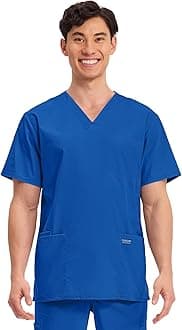 Men's V-Neck Top Traditional fit with 4 Pockets, Ultra Soft, Durable, Fade Resistant, 2-Way Stretch Fabric - WW695