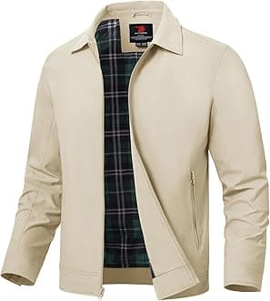 TBMPOY Men's Lightweight Jackets Casual Windbreaker Stylish Light Golf Full Zip Up Work Dress Business Varsity