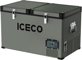 ICECO VL65 68 Quart Dual Zone Portable Refrigerator with SECOP Compressor, 65 Liters Deep Freezer, DC 12/24V, AC 110-240V, 0℉ to 50℉, Home & Car Use (without Insulate Cover)