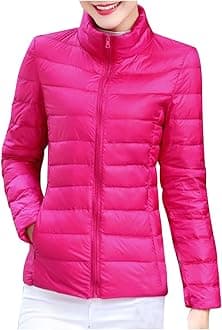 Packable Puffer Jacket Women Plus Size Winter Warm Jacket Padded Coats Lightweight Down Jacket Long Sleeve Outerwear