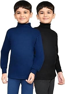 Lux Cott's WoolBoys High-Neck Full Sleeves Thermal Top | High Neck Thermal Top for Boys | Pack of 2