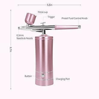 Airbrush-Kit Air Brush Kit With Airbrush Compressor Nail Charms Wireless Air Brush for Barber, Nail Art, Cake Decor, Makeup, Model Painting (Pink)