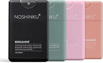 Noshinku - Refillable Hand Sanitizer Discovery 4-Pack, Travel Size Spray with Hydrating Botanical Mist, Natural Ingredients, All Natural Fragrances, Sugarcane Derived Alcohol, No Parabens, No Dyes