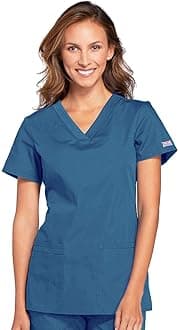 Cherokee Women's V-Neck Scrub Top - Modern Classic Shirt with 3 Pockets, Instrument Loop & Fade Resistant Fabric - WW645
