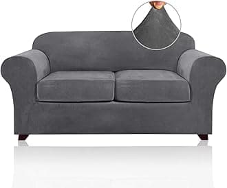 PrinceDeco 3 Pieces Thick Velvet Sofa Cover for 2 Cushion