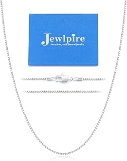 Jewlpire Italian Soild 22K Real Gold Over 925 Sterling Silver Chain Necklace for Women, 1.3mm Hypoallergenic Box Chain Thin & Sturdy Women's Chain Necklaces 14/16/18/20/22/24/26 Inch