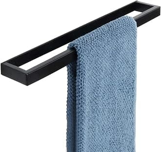 SAYAYO Black Bathroom Towel Holder 40CM Towel Bar Hand Towel Ring Self Adhesive & Screw Towel Rail SUS304 Stainless Steel Wall Mounted No Drilling