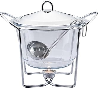 Galashield Stainless Steel with Glass Dish Buffet Server Food Warmer Chafing with Ladle for Soup (4-Quart Capacity)
