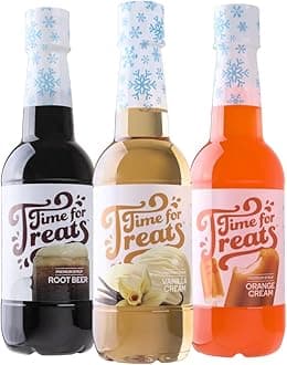 3-Pack Vanilla Cream, Root Beer, Orange Cream Syrup 16.9 Fluid Ounce Per Bottle for Snow Cones, Homemade Sodas, Cocktails, Coffee, Baking and More