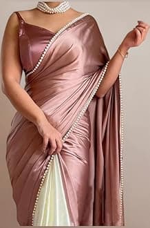 Womens Satin Half Half Collection Saree With Blouse Piece