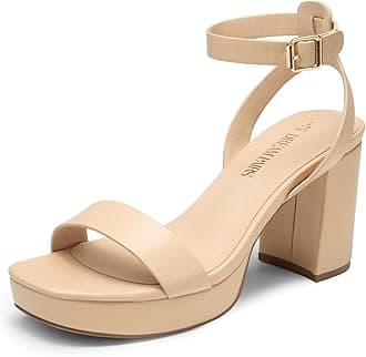 DREAM PAIRS Platform Heels for Women High Block Chunky Open Toe Ankle Strap Heels Fashion Wedding Party Evening Prom Dance Dress Pump Sandals Shoes