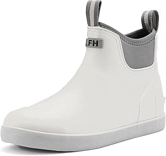 Men's Deck Boots, Waterproof Ankle Rain Boots Men Anti-Slip Traction, Outdoor Rubber Fishing Garden Boots High-Performance Shoes for Farming