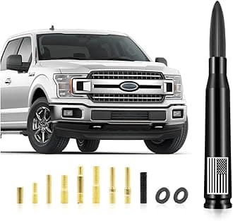 Car Antenna Mast, American Flag Aluminum Automobile Antenna Mast, 5.5 Inch AM/FM Radio Antenna with 9 Screws Adapter and 2 Rubber Rings, Auto Replacement Accessories for Car Truck SUV (Black)