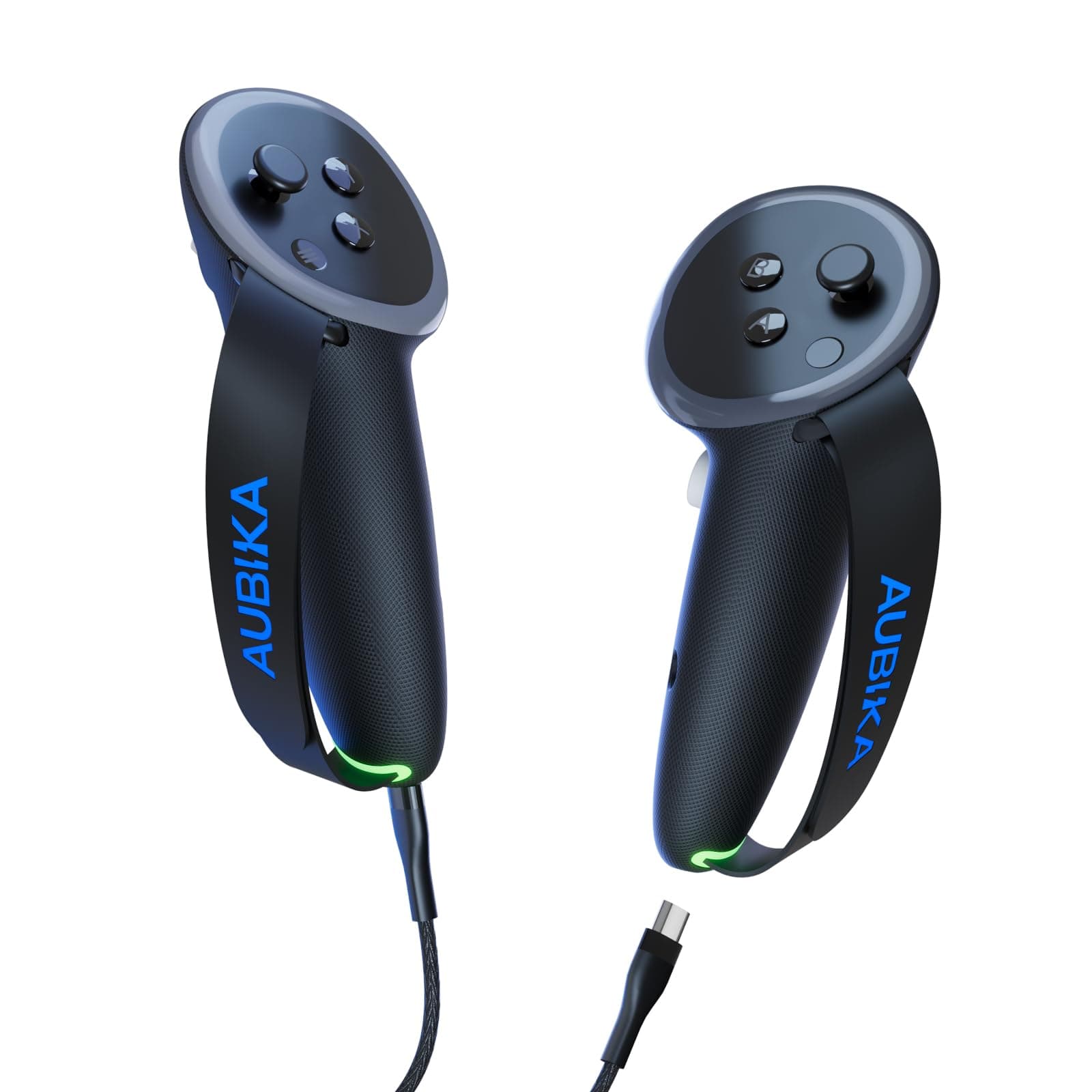 Aubika Rechargeable Controller Grips for Meta Quest 3S, Oculus Quest 3 Charging Grips accessories, with 2 Batteries Replacement, Protector in VR (Black)