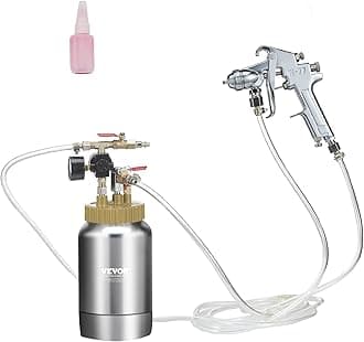 VEVOR Spray Paint Pressure Pot Tank, 2L/0.5gal Lightweight Air Paint Pressure Pot, 1.8mm Nozzle Spray Paint Gun 3m Hoses for Home Decoration Architecture Construction Automotive Painting, 45PSI Max