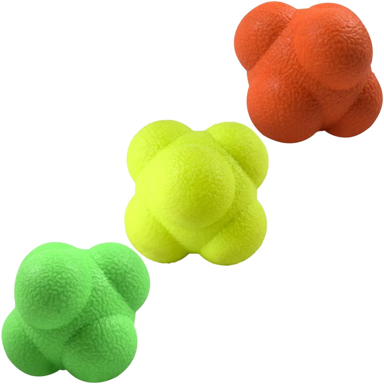 AIRLAXER Reaction Ball,Reflex Ball for Hand Eye Coordination Training,2.83 inch,Pack of 3-Orange,Yellow,Green