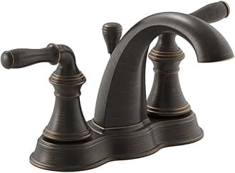 KOHLER 393-N4-2BZ Devonshire Centerset 4 inch Bathroom Faucet with Pop-Up Drain Assembly, 2-Handle Bathroom Sink Faucet, 1.2 gpm, Oil-Rubbed Bronze