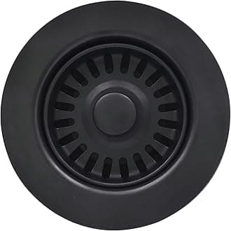 3.5" Black Plastic Matte Kitchen Sink Drain Assembly with Basket Strainer and Stopper
