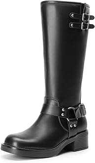 DREAM PAIRS Women's Knee-High Boots, Comfortable Chunky Block Heel Pointed Toe Pull On Side Zipper Suede Slouch Riding Boots SDKB2412W