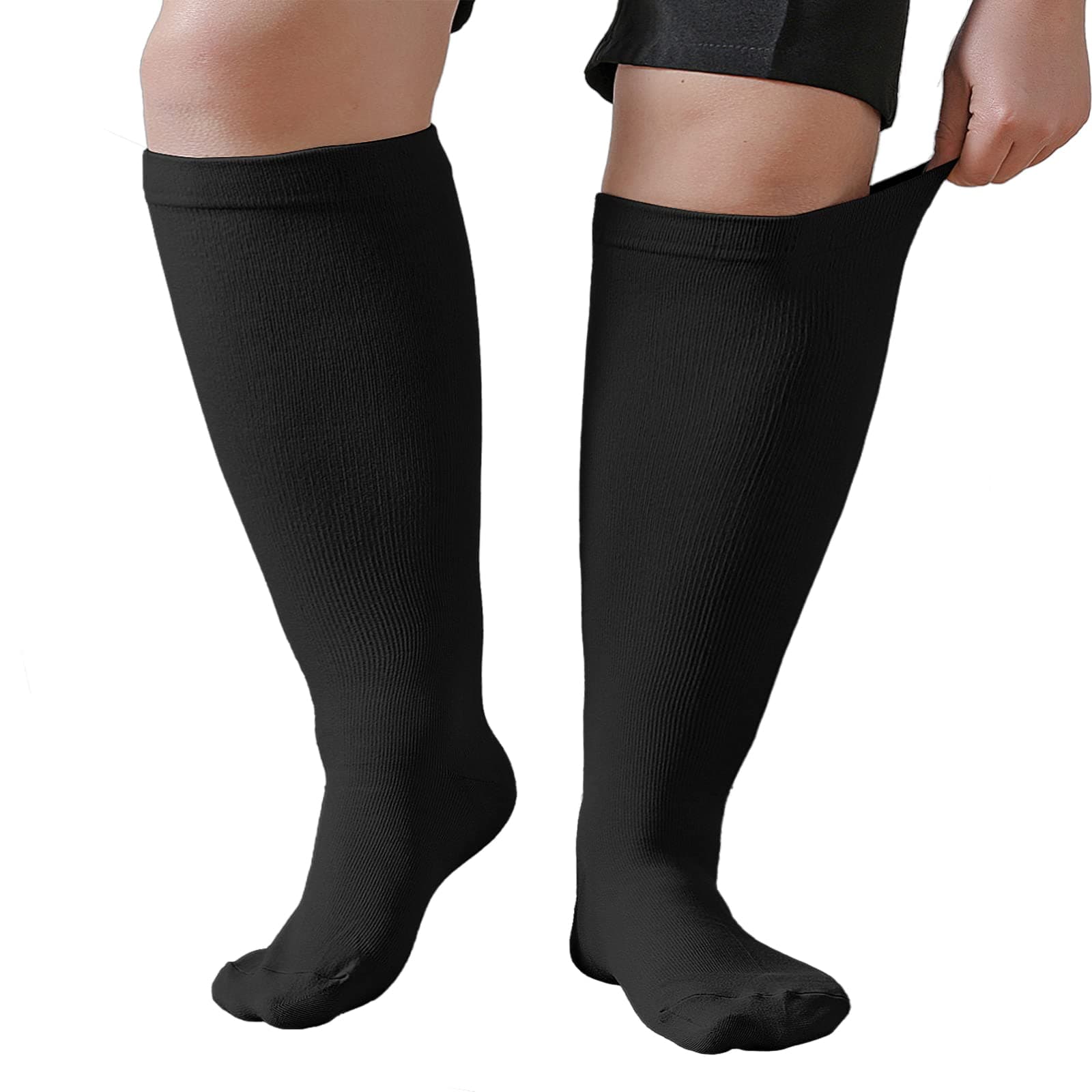 Plus Size Compression Sock For Men and Women: Graduated Compression Stockings for Support Flight Travel Running Pregnancy Sports Edema Nurses Athletic 20-30 mmHg 1Pairs